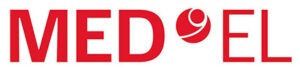 Red MED-EL logo in uppercase letters; the O is stylized with a circular design and arc inside it.