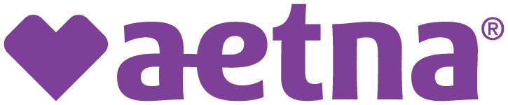 A purple heart icon followed by the word aetna in lowercase purple letters, with a registered trademark symbol in the top right corner.